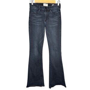 Frame Womens Jeans Le High Flare Size 28 DARK‎ Indigo Wash Raw Hem Stretch